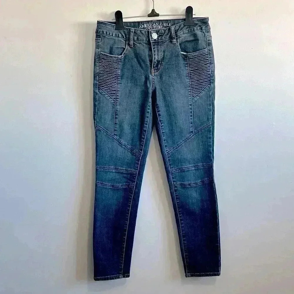 American Eagle Women’s Skinny Moto Jegging Ankle Super Stretch Jeans size 8